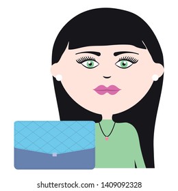 beauty woman with hand bag pop art style vector illustration