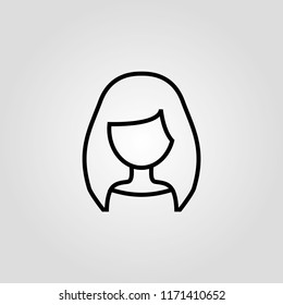 Beauty Woman Head Silhouette Line Icon. Businesswoman, Lady Avatar, Business Thin Linear Vector Illustration. Pictogram Isolated On White Background