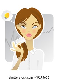 Beauty woman holding business card