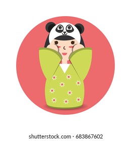 beauty woman with kimono and costume hat