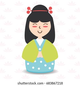 beauty woman with kimono and hairstyle design