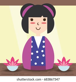 beauty woman with kimono and hairstyle design