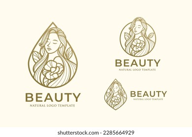 Beauty Woman Line Art Logo Design Template