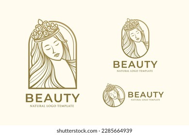 Beauty Woman Line Art Logo Design Template