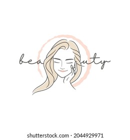 Beauty woman logo design with circle brush