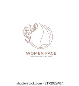 Beauty Woman Logo design with circle badge