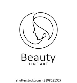 Diseño del logo de la mujer de belleza en una sola línea de arte