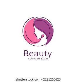 Beauty woman logo design vector