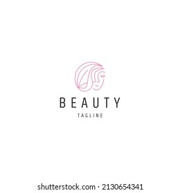 Beauty woman logo icon design template flat vector