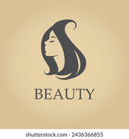 Beauty, Woman, Logo, letter, S, template, hair, salon, calligraphy, face, industry, vector, stylized, illustration, icon, female, design, feminine, cosmetic, spa, emblem, line, symbol, abstract, profi