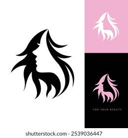 Beauty woman logo silhouette vector