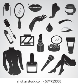 Beauty, woman, make up vector icon set.