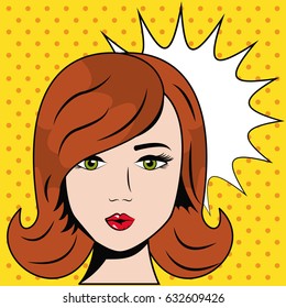 beauty woman pop art comic polka dots background