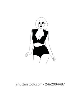 Beauty Woman pose with expression vector illustration design template