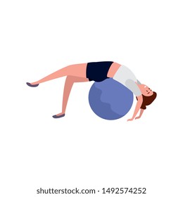beauty woman practicing pilates with balloon