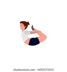 beauty woman practicing pilates position