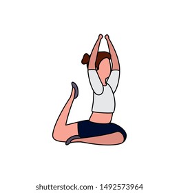 beauty woman practicing pilates position
