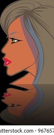beauty woman reflexion black background