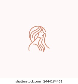 beauty woman salon line logo vector illustration template design