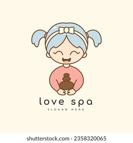 beauty woman salon spa cartoon pretty makeup feminine fashion logo design vector graphic illustration