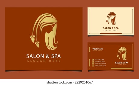 Beauty woman salon and spa logo design inspiration with golden gradient style