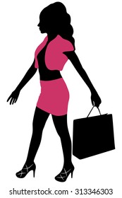 Beauty Woman with Shopping Bag
