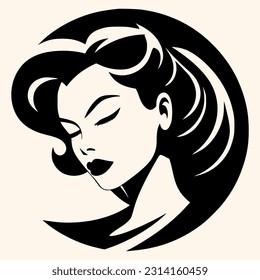 Beauty woman,black logo in minimalist and modern style