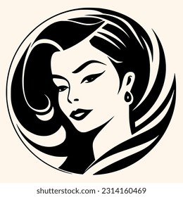 Beauty woman,black logo in minimalist and modern style