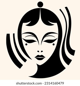Beauty woman,black logo in minimalist and modern style