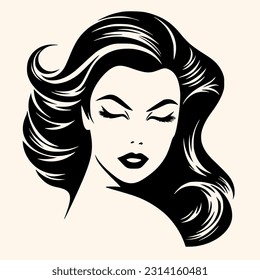 Beauty woman,black logo in minimalist and modern style
