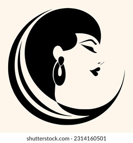 Beauty woman,black logo in minimalist and modern style
