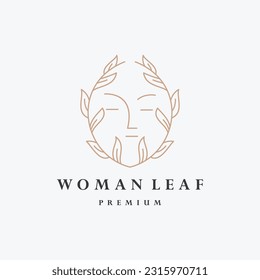 Beauty woman's face flower with line art style logo  feminine design concept for beauty salon, massage, magazine, cosmetic and spa.