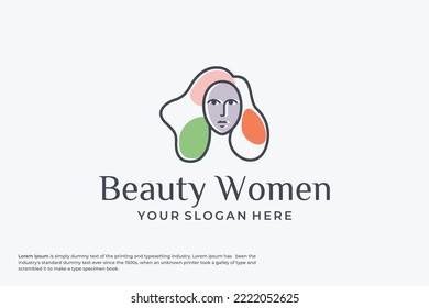 Beauty woman's face logo design template