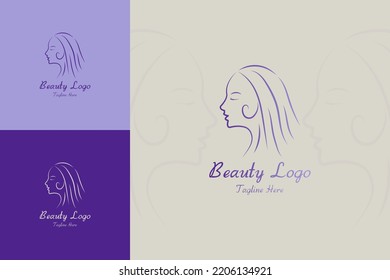 Beauty woman's face logo template