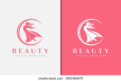 Beauty Women With Dance Pose Logo Design	