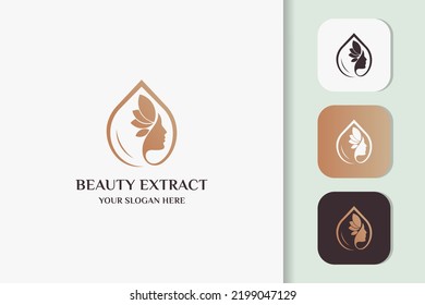 Beauty women face combine droplets oil logo design