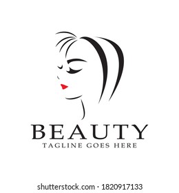 Beauty Women Face Logo Icon Vector Stock Vector (Royalty Free ...