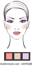 Beauty women face with makeup vector illustration