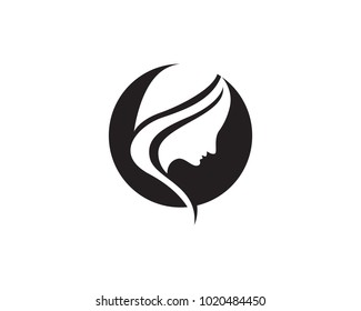 Beauty Women face silhouette character Logo Template
