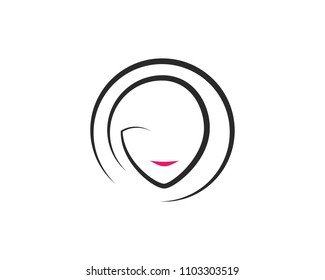 Beauty Women face silhouette character Logo Template