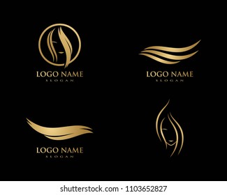 Beauty Women face silhouette character Logo Template