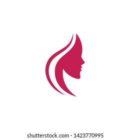 Beauty Women face silhouette character Logo Template
