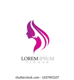 Beauty Women face silhouette character Logo Template