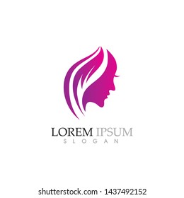 Beauty Women face silhouette character Logo Template