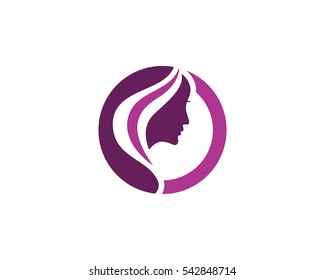 Beauty Women face silhouette character Logo Template