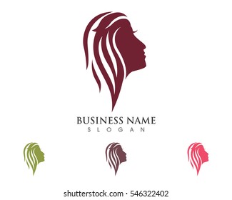 Beauty Women face silhouette character Logo Template