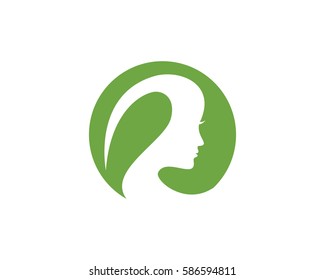Beauty Women face silhouette character Logo Template