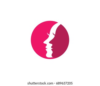 Beauty Women face silhouette character Logo Template