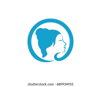 Beauty Women face silhouette character Logo Template
