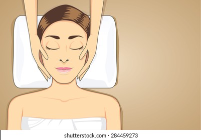 Beauty women facial treatment with massage on bed at spa